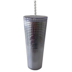 Starbucks 2020 Holiday Platinum Grid Disco Cold Cup Tumbler 24Oz New